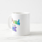 "Trots om mij te zijn" Rainbow Text Koffiemok (Voorkant links)
