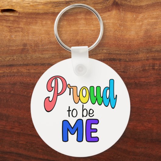 "Trots om mij te zijn" Rainbow Text Sleutelhanger (Voorkant)