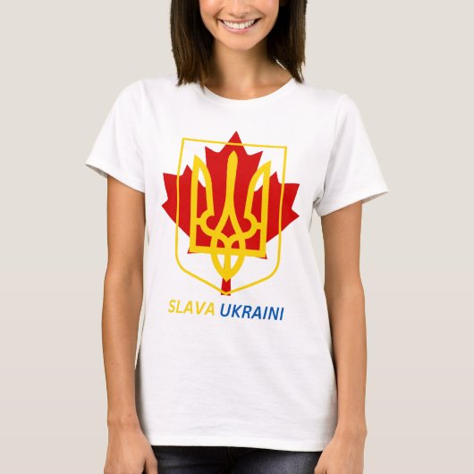 TROTS OM OEKRAÏENS CANADEES TE ZIJN - SLAVA UKRAIN T-SHIRT (Voorkant)