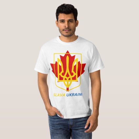 TROTS OM OEKRAÏENS CANADEES TE ZIJN - SLAVA UKRAIN T-SHIRT (Voorkant volledig)