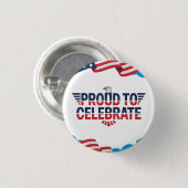 Trots om te vieren ronde button 3,2 cm (Voorkant /achterkant)