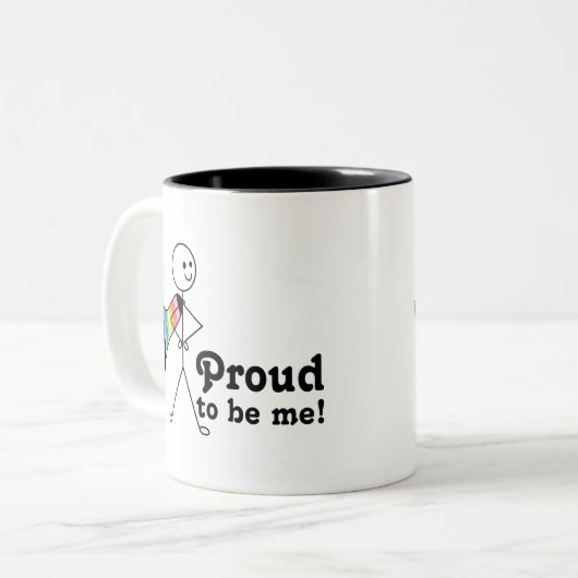 Trots op Be Me Queer Pride superheld Tweekleurige Koffiemok (Voorkant links)