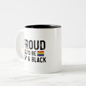 Trots op de Gay and Black Pride 2025 Tweekleurige Koffiemok (Voorkant links)