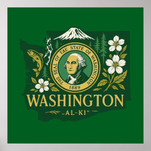 trots op de staat Washington Poster