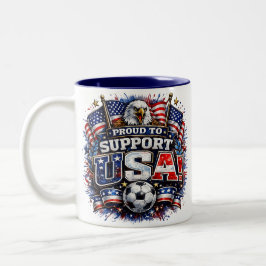 TROTS OP DE VS Te ondersteunen USA Voetbalfan | Am Tweekleurige Koffiemok