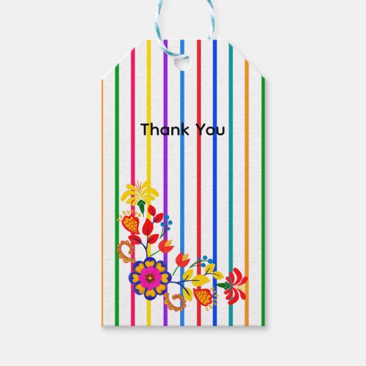 Trots op het Latino Baby shower | Bloemen en strep Cadeaulabel (Voorkant)