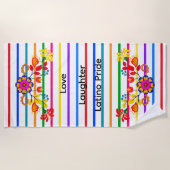 Trots op het Latino Baby shower | Bloemen en strep Strandlaken (Voorkant)