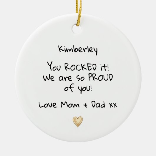 Trots op je bericht Afstuderen Keramisch Ornament (Voorkant)