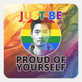 Trots op jezelf - Gay Pride Aziatisch Man Vierkante Sticker
