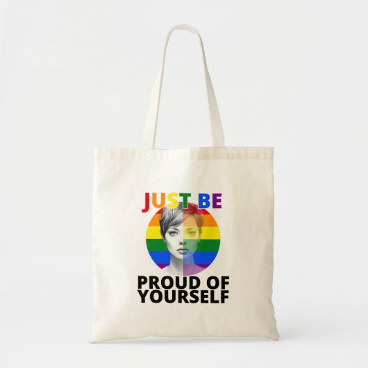 Trots op jezelf - Gay Pride Vrouw Portrait Tote Bag (Voorkant)