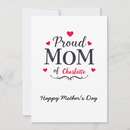 Trots op mama | Schattigee gepersonaliseerde Moede Kaart (Voorkant)