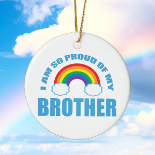 Trots op mijn broer Rainbow Gay Pride Kerstmis Keramisch Ornament
