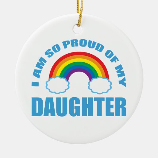 Trots op mijn dochter Rainbow Gay Pride Kerstmis Keramisch Ornament (Voorkant)