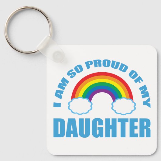 Trots op mijn dochter Rainbow Gay Pride Ouder Sleutelhanger (Voorkant)