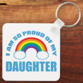 Trots op mijn dochter Rainbow Gay Pride Ouder Sleutelhanger (Achterkant)