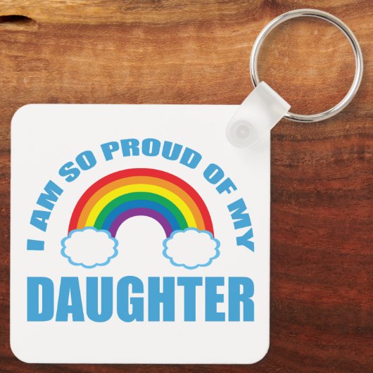 Trots op mijn dochter Rainbow Gay Pride Ouder Sleutelhanger (Achterkant)
