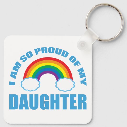Trots op mijn dochter Rainbow Gay Pride Ouder Sleutelhanger (Achterkant)