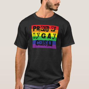 Trots op mijn gay neef gay pride regenboog woord t-shirt