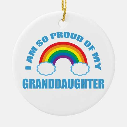 Trots op mijn kleindochter Rainbow Christmas Keramisch Ornament (Voorkant)