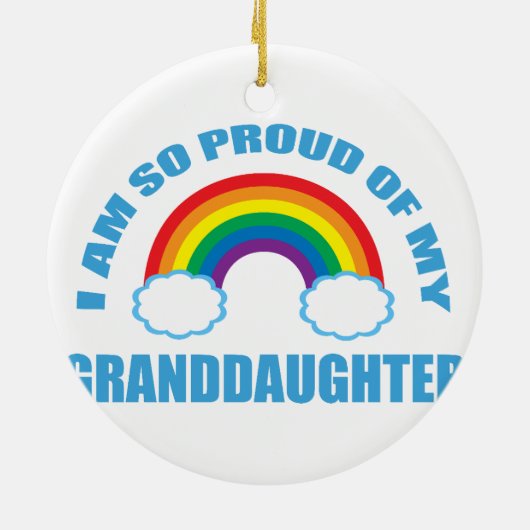 Trots op mijn kleindochter Rainbow Christmas Keramisch Ornament (Achterkant)