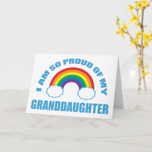 Trots op mijn kleindochter Rainbow Grandparent Kaart (Gele Bloem)