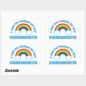 Trots op mijn kleindochter Rainbow Grandparent Rechthoekige Sticker (Vel)
