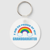 Trots op mijn kleindochter Rainbow Grandparent Sleutelhanger (Voorkant)