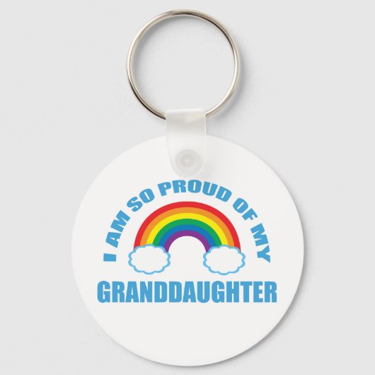 Trots op mijn kleindochter Rainbow Grandparent Sleutelhanger (Voorkant)