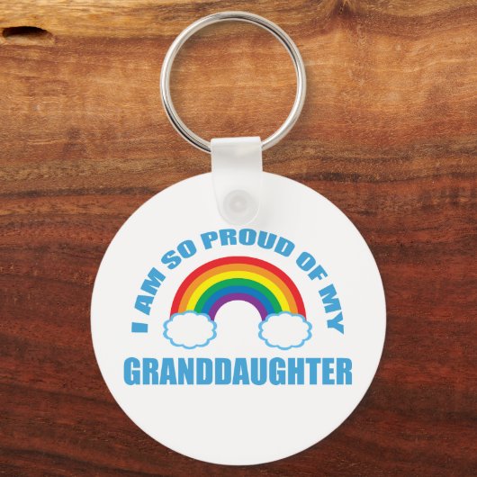 Trots op mijn kleindochter Rainbow Grandparent Sleutelhanger (Achterkant)