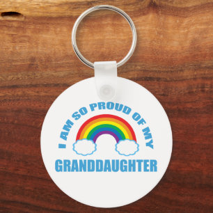 Trots op mijn kleindochter Rainbow Grandparent Sleutelhanger