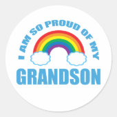 Trots op mijn kleinzoon Rainbow grootouders Ronde Sticker (Voorkant)