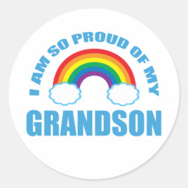 Trots op mijn kleinzoon Rainbow grootouders Ronde Sticker