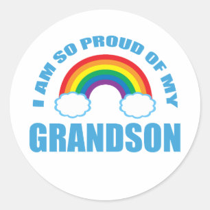 Trots op mijn kleinzoon Rainbow grootouders Ronde Sticker