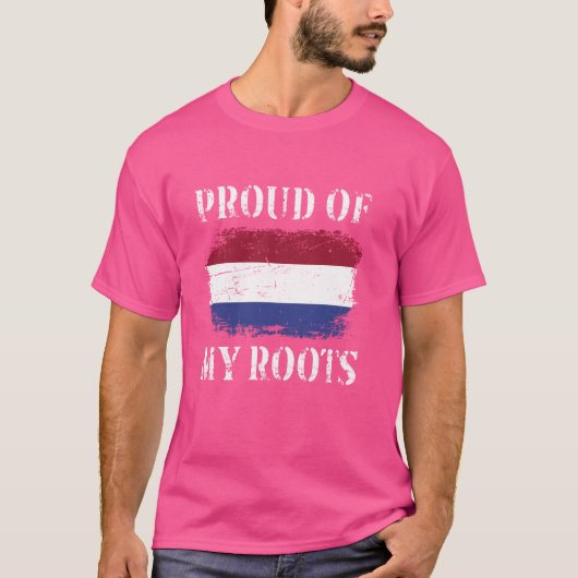 Trots op mijn Nederlandse roots Nederlandse vlag N T-shirt (Voorkant)