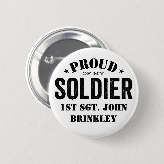Trots op mijn soldaat met naam ronde button 5,7 cm (Voorkant /achterkant)