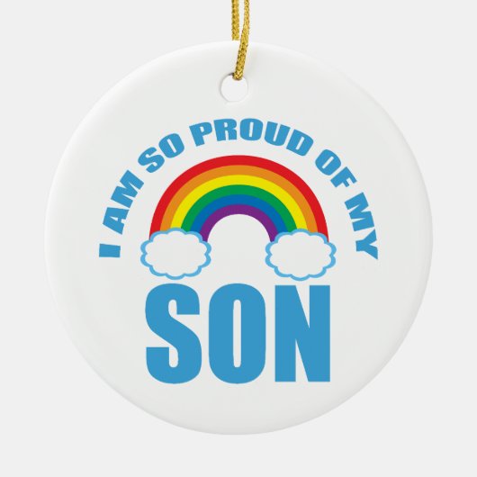 Trots op mijn zoon Rainbow Gay Pride Kerstmis Keramisch Ornament (Voorkant)