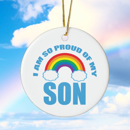 Trots op mijn zoon Rainbow Gay Pride Kerstmis Keramisch Ornament