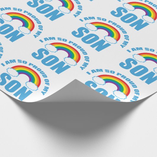 Trots op mijn zoon Rainbow Gay Pride Ouder Cadeaupapier (Hoek)