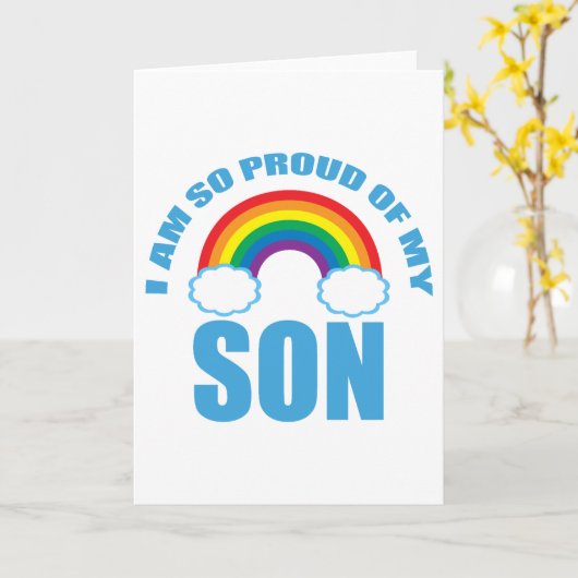 Trots op mijn zoon Rainbow Gay Pride Ouder Kaart (Gele Bloem)