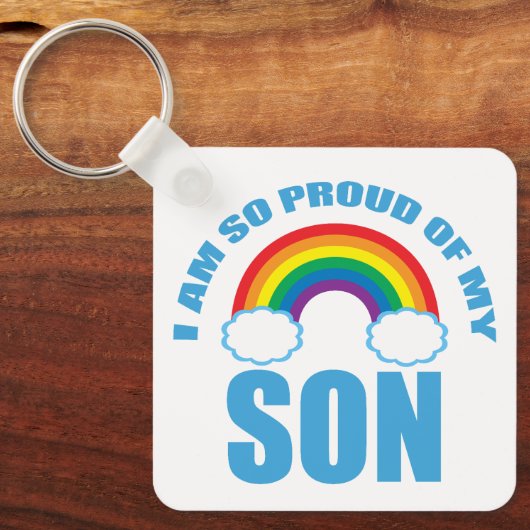 Trots op mijn zoon Rainbow Gay Pride Ouder Sleutelhanger (Voorkant)