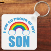 Trots op mijn zoon Rainbow Gay Pride Ouder Sleutelhanger (Achterkant)