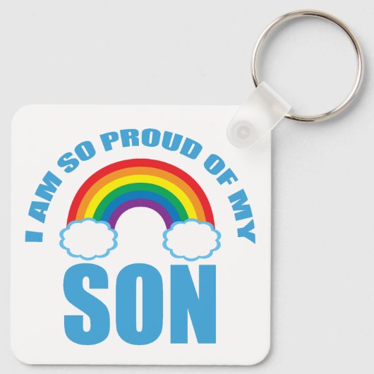 Trots op mijn zoon Rainbow Gay Pride Ouder Sleutelhanger (Achterkant)