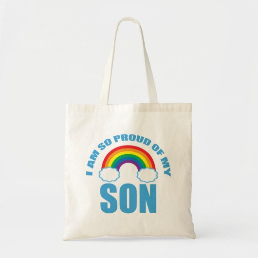 Trots op mijn zoon Rainbow Gay Pride Ouder Tote Bag (Voorkant)