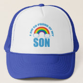 Trots op mijn zoon Rainbow Gay Pride Ouder Trucker Pet (Voorkant)