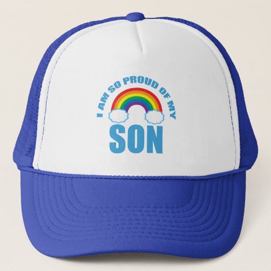 Trots op mijn zoon Rainbow Gay Pride Ouder Trucker Pet (Voorkant)