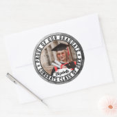 Trots op onze afgestudeerde Trendy Afstudeerfoto C Ronde Sticker (Envelop)