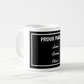 Trots op ouders met aangepaste namen koffiemok (Voorkant links)