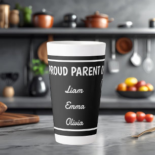Trots op ouders met aangepaste namen latte mok
