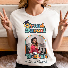 Trots Ouder van de afstuderen foto groovy retro T-shirt
