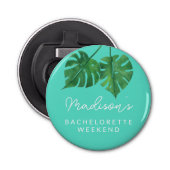 Trots Palm Beach Bachelorette Turquoise Favor Button Flesopener (Voorkant)